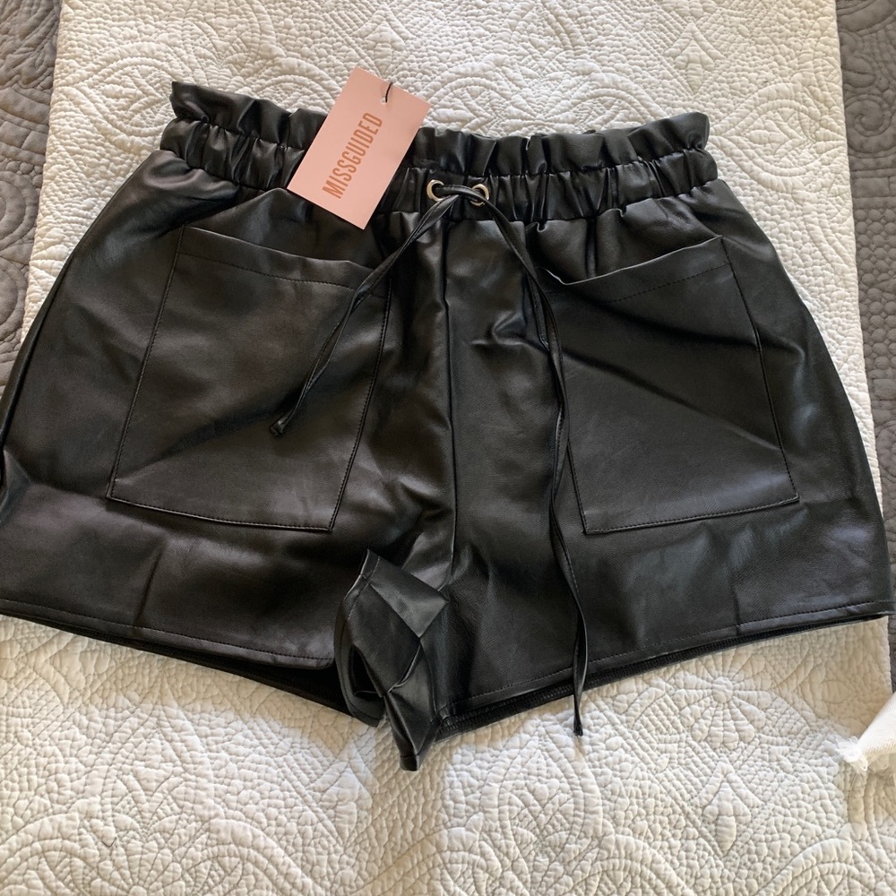 Misguided leather shorts — flowy